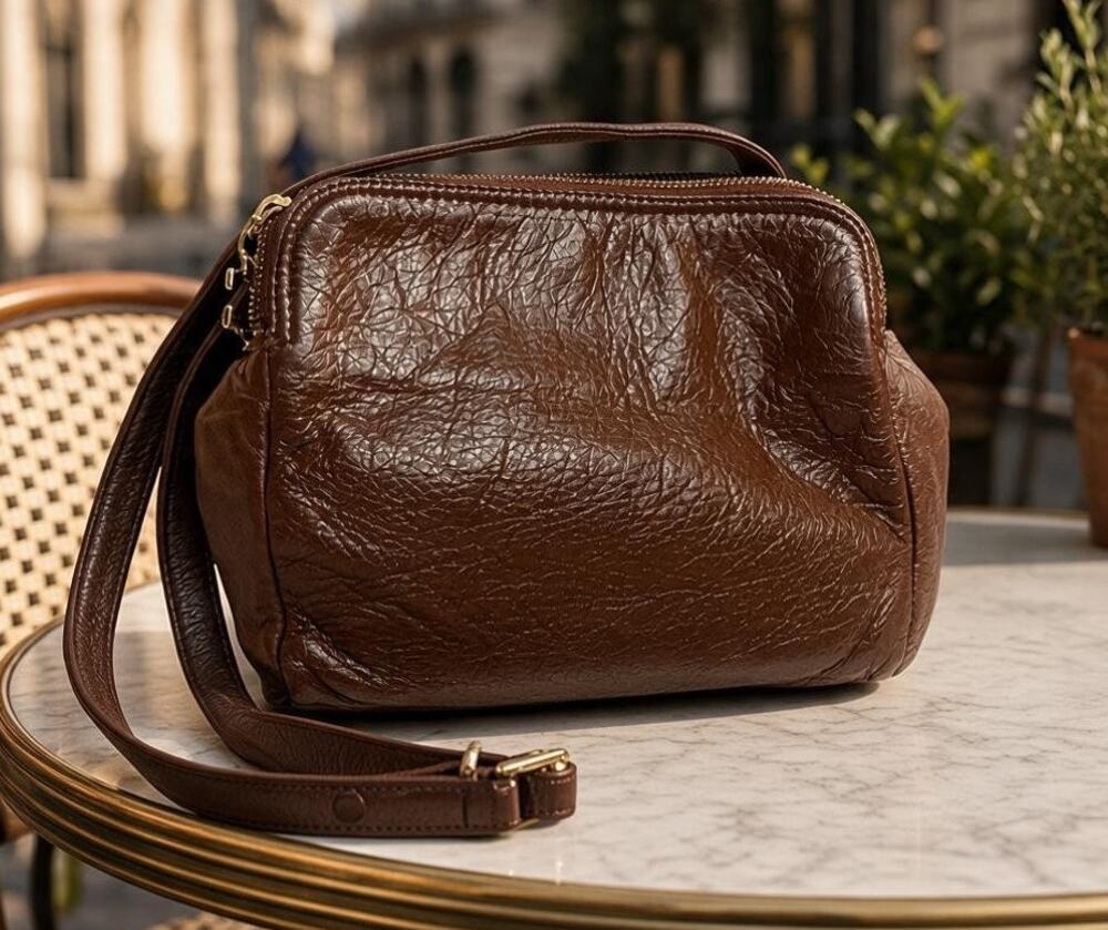 Liz Claiborne Women's Brown Leather Crossbody Shoulder Purse 9x10 LC Leather Co